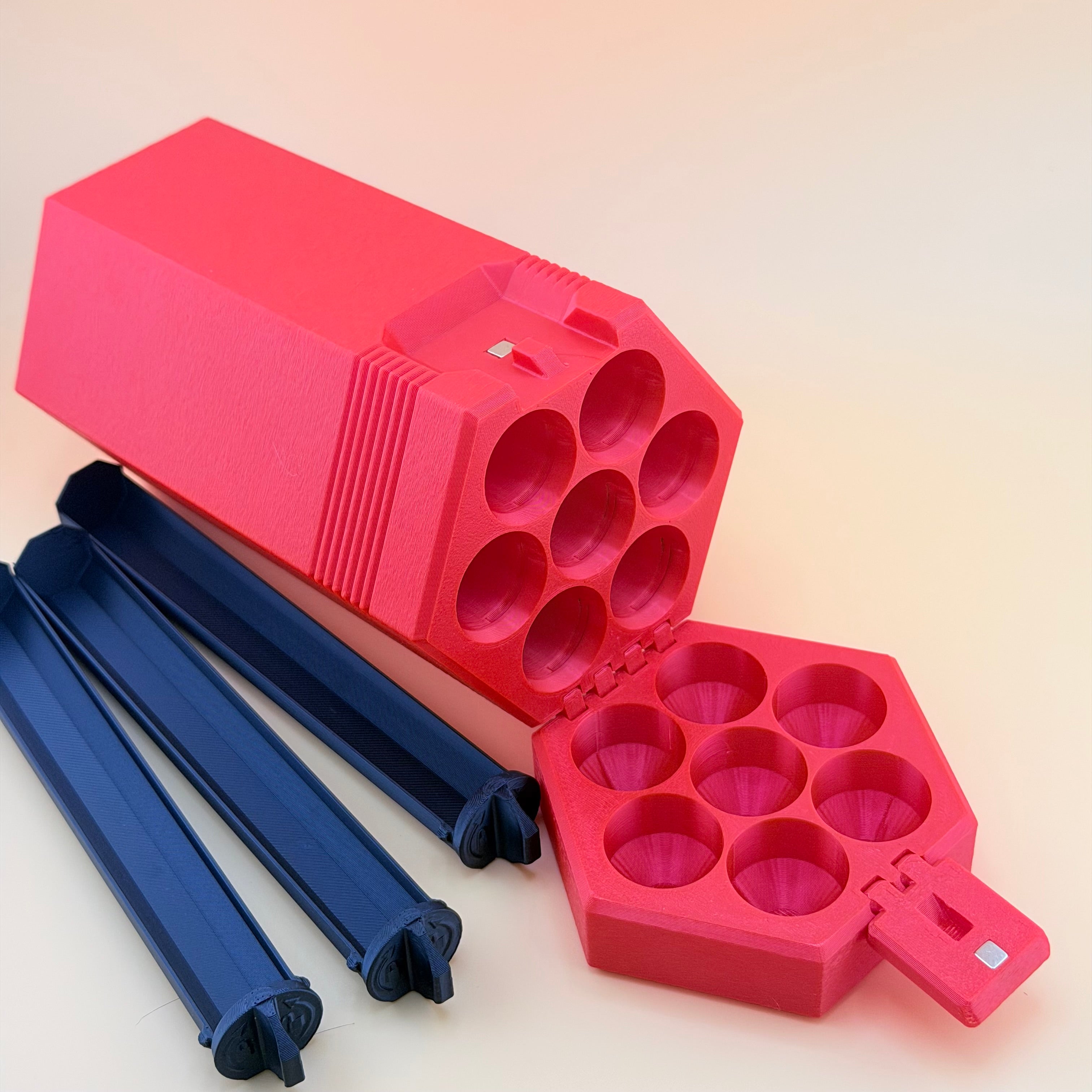 TechPod7 Travel Case - 7 Slot Bag Organizer for Insulin Pens, Peptide Pens, Needle Tips or Ice Packs (Red)