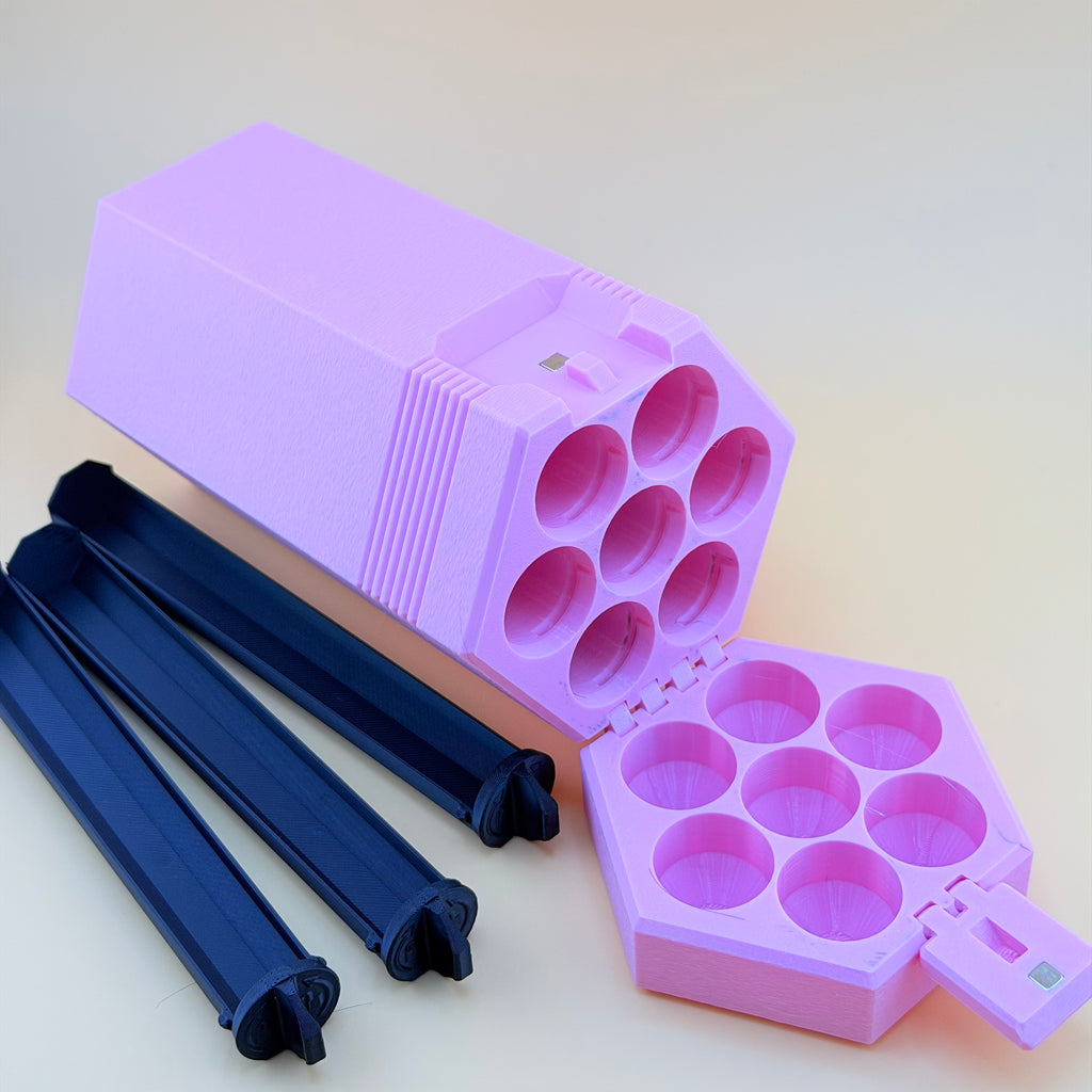 TechPod7 Travel Case - 7 Slot Bag Organizer for Insulin Pens, Peptide Pens, Needle Tips or Ice Packs (Pink)