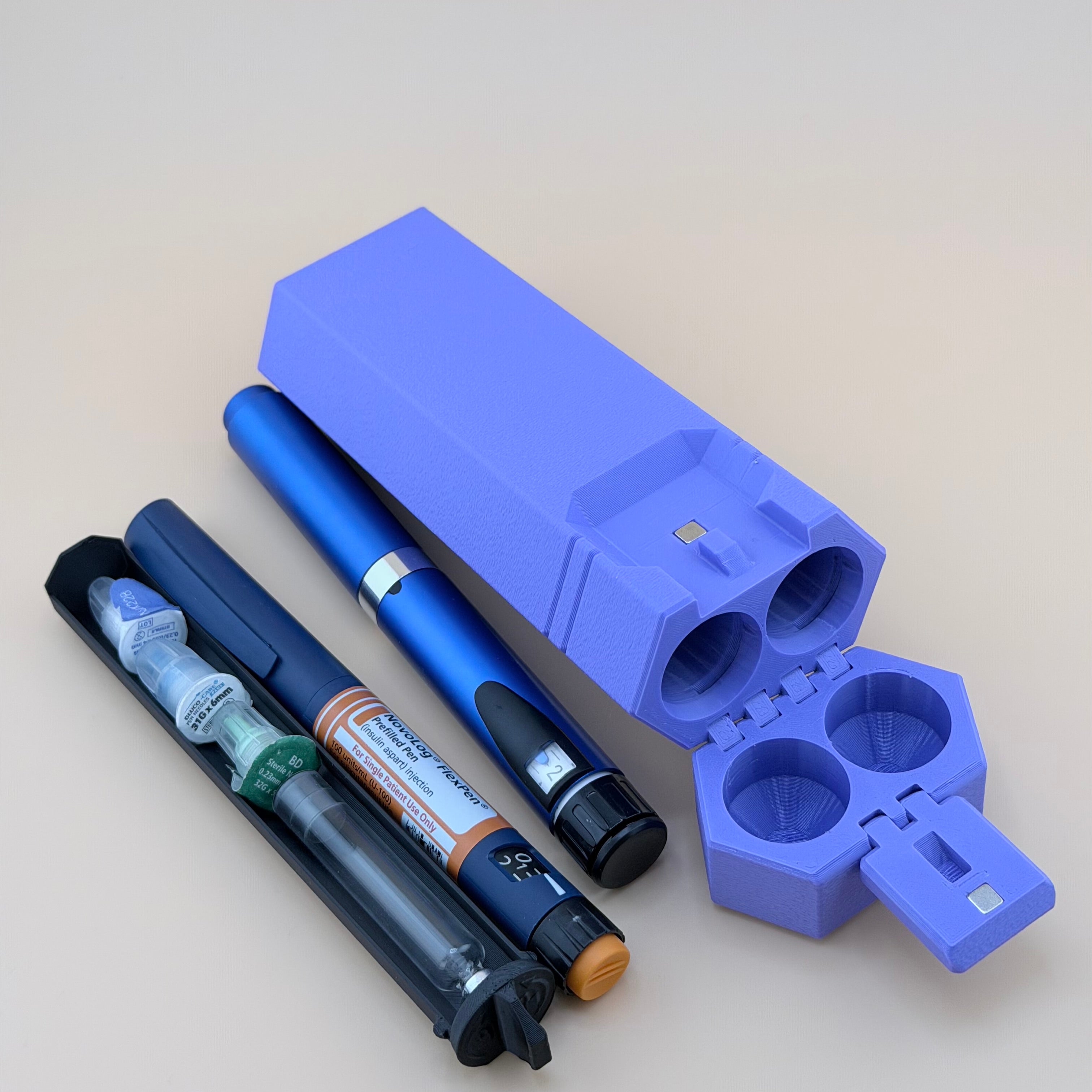 TechPod2 Travel Case - 2 Slot Bag Organizer for Insulin Pens, Peptide Pens, Needle Tips or Ice Packs (Purple)