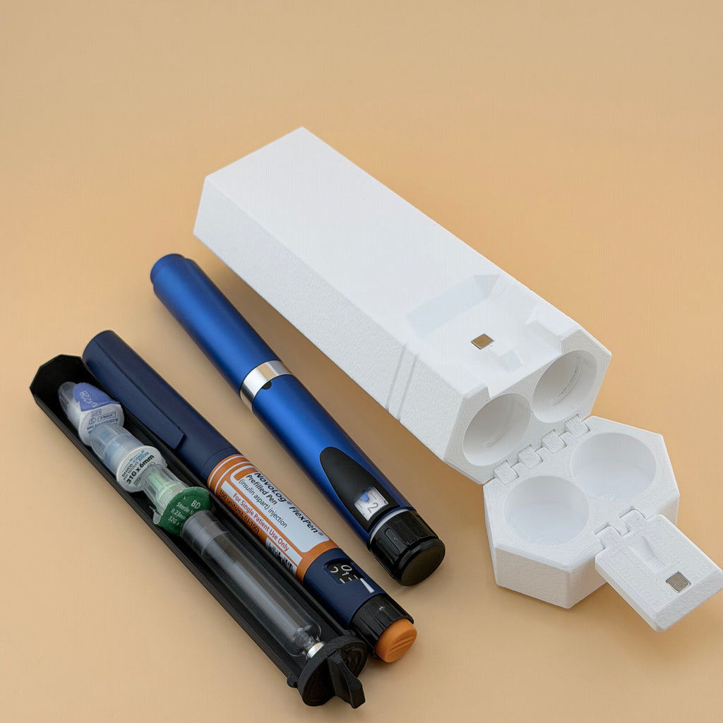 TechPod2 Travel Case - 2 Slot Bag Organizer for Insulin Pens, Peptide Pens, Needle Tips or Ice Packs (White)