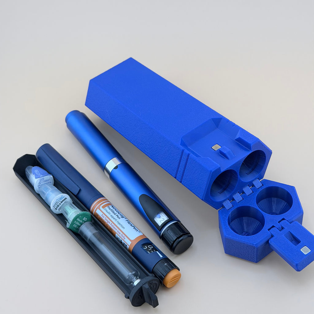 TechPod2 Travel Case - 2 Slot Bag Organizer for Insulin Pens, Peptide Pens, Needle Tips or Ice Packs (Blue)