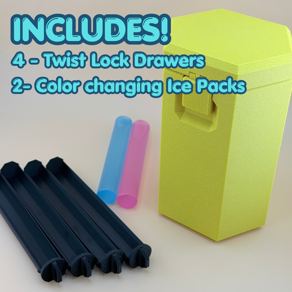 TechPod10 Travel Case - 10-Slot Bag Organizer for Insulin Pens, Peptide Pens, Needle Tips or Ice Packs (Yellow)