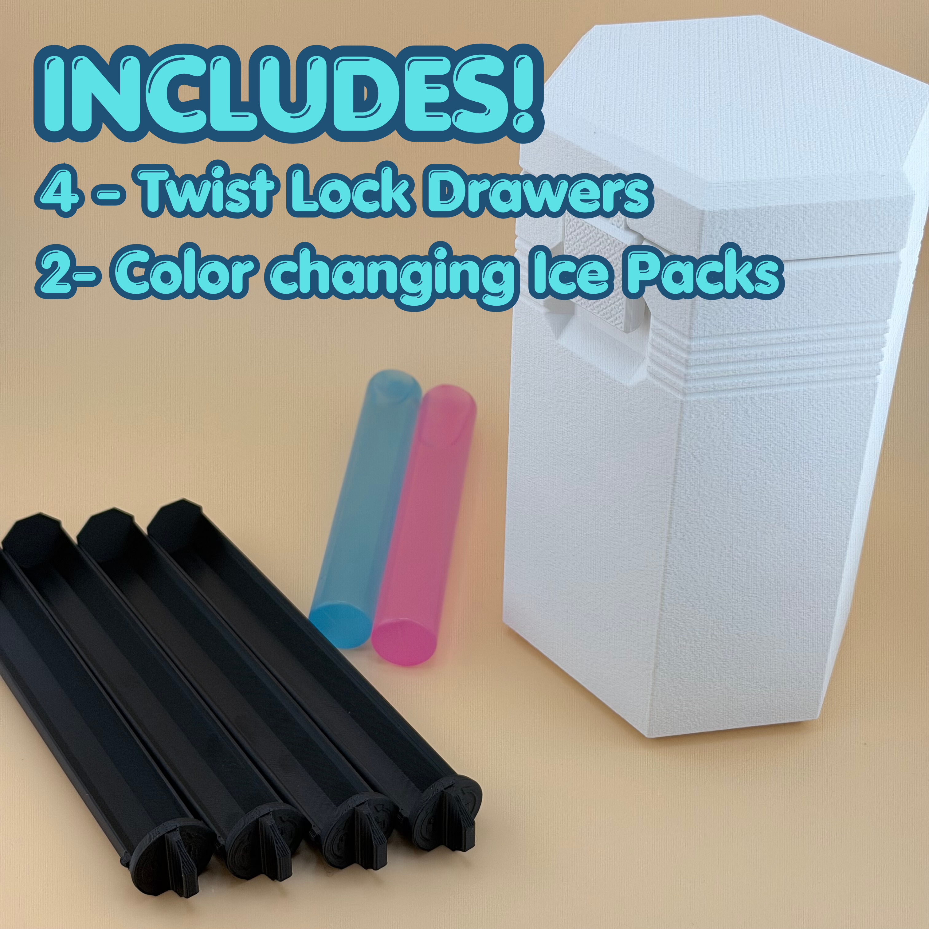 TechPod10 Travel Case - 10-Slot Bag Organizer for Insulin Pens, Peptide Pens, Needle Tips or Ice Packs (White)