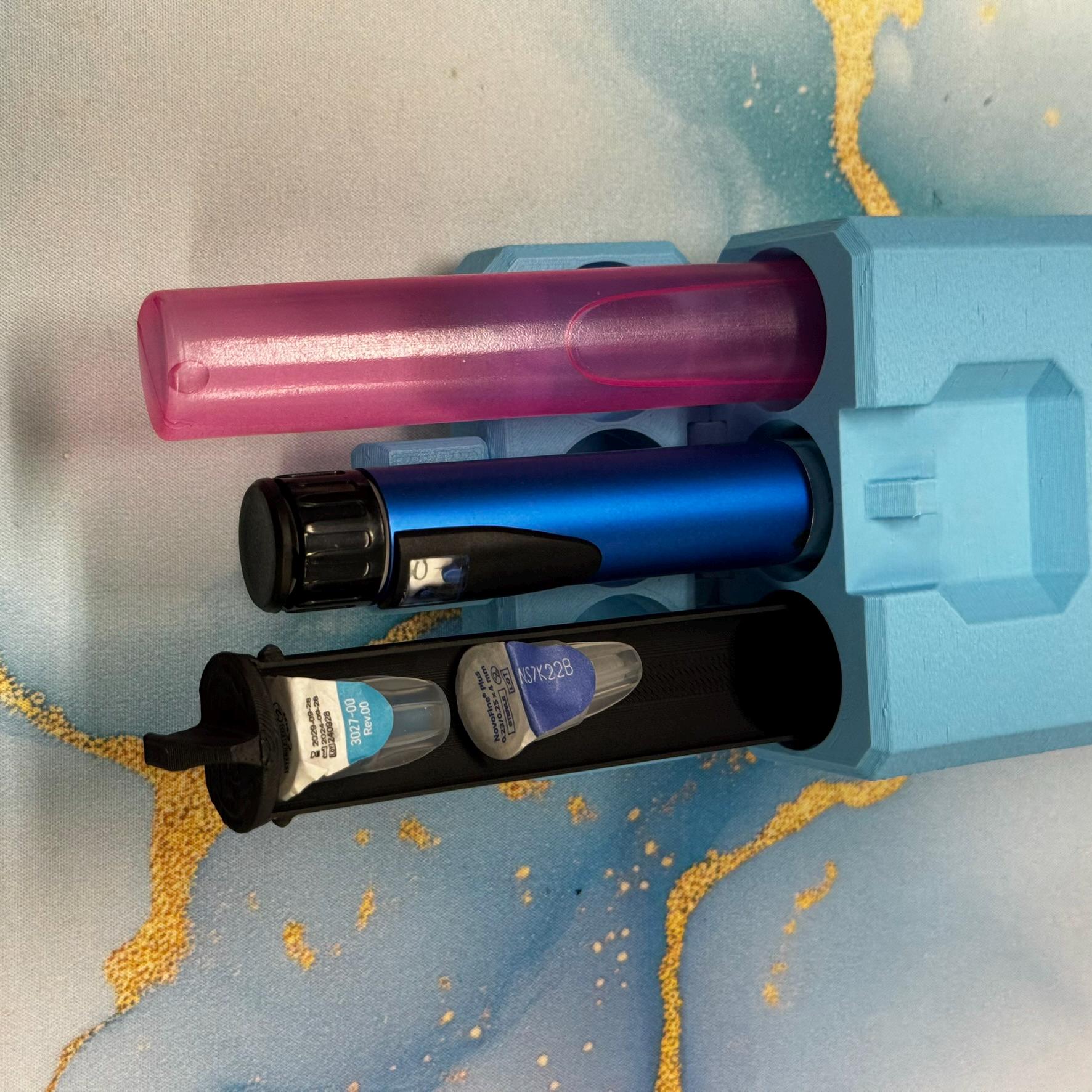 3 Slot Insulin Peptide Pen Travel Case, Modular Storage for Tips, Ice Packs