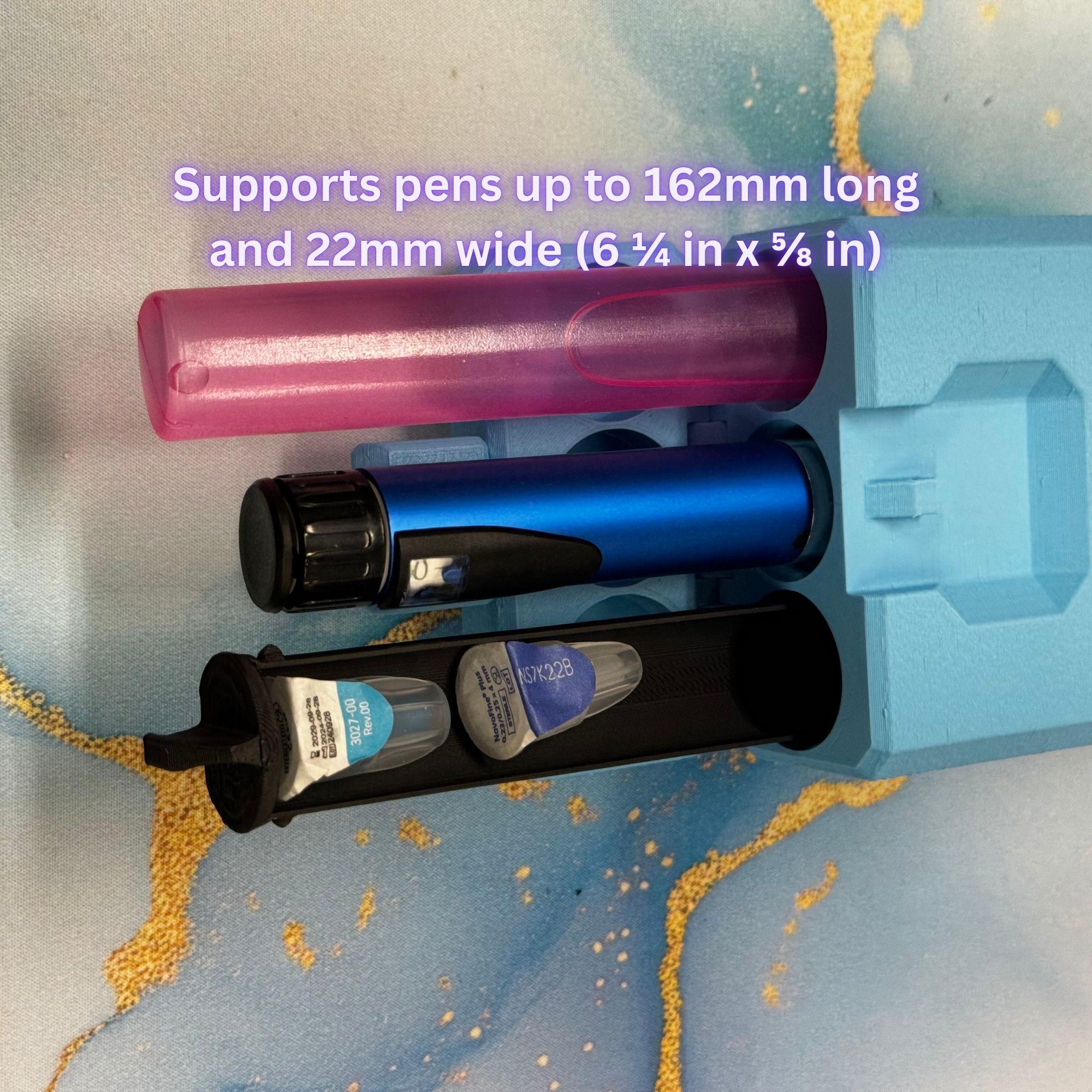 3 Slot Insulin Peptide Pen Travel Case, Modular Storage for Tips, Ice Packs