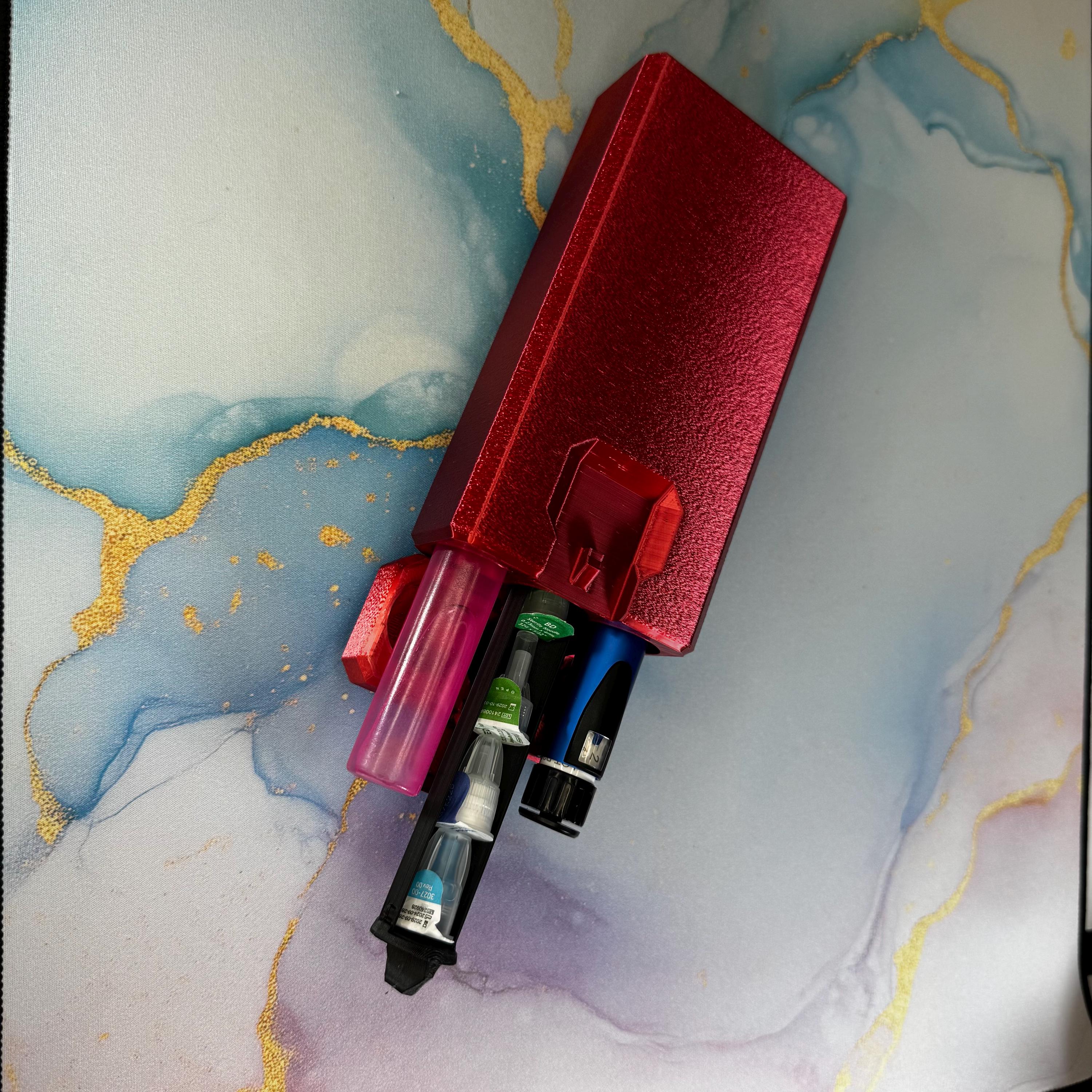 Insulin/peptide pen case with drawers for needle tips, cartridges or ice packs
