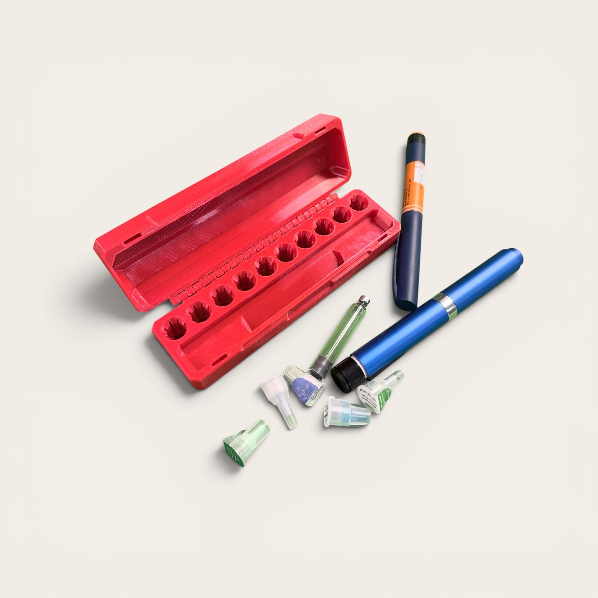 Insulin/Peptide/Ozempic Travel Case: Pen & Needle Tip Holder, Magnetic Closure
